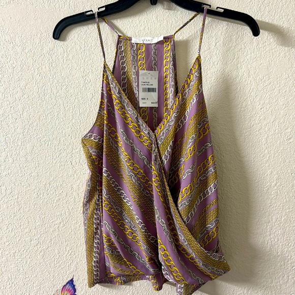 Lush Lilac Purple Yellow Chain Print Camisole New Versace Vibes Small - Picture 1 of 3